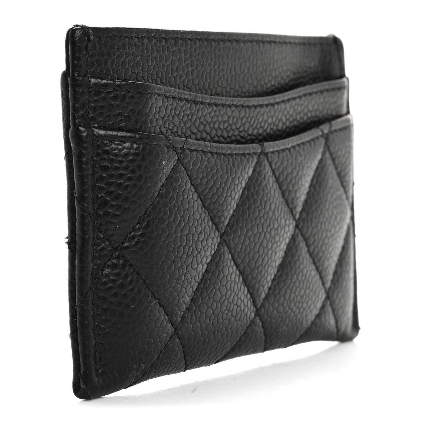 Caviar Quilted Card Holder Black