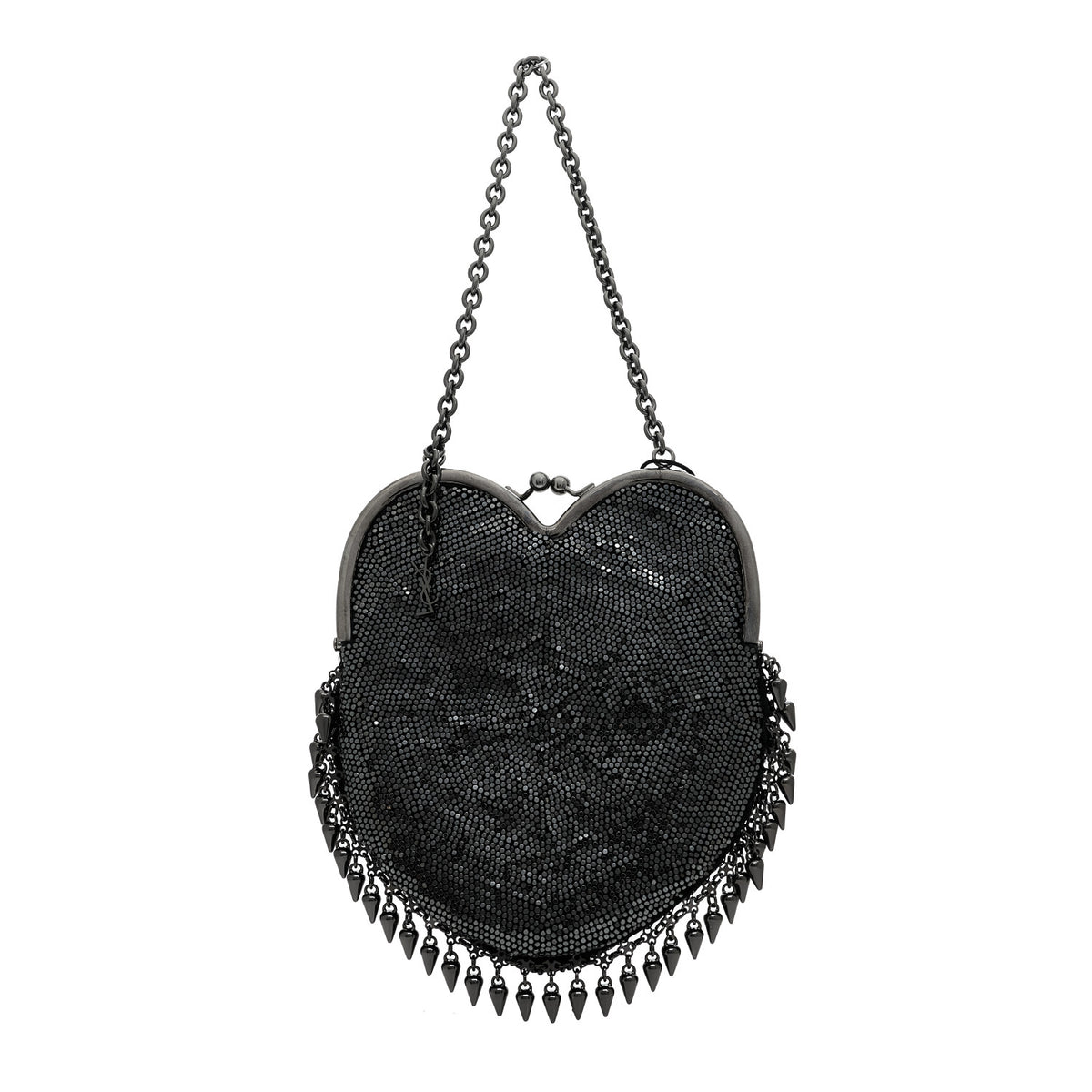 Saint Laurent Satin Mesh Studded Mini Heart Bag Dark Rutenio 1 of 9