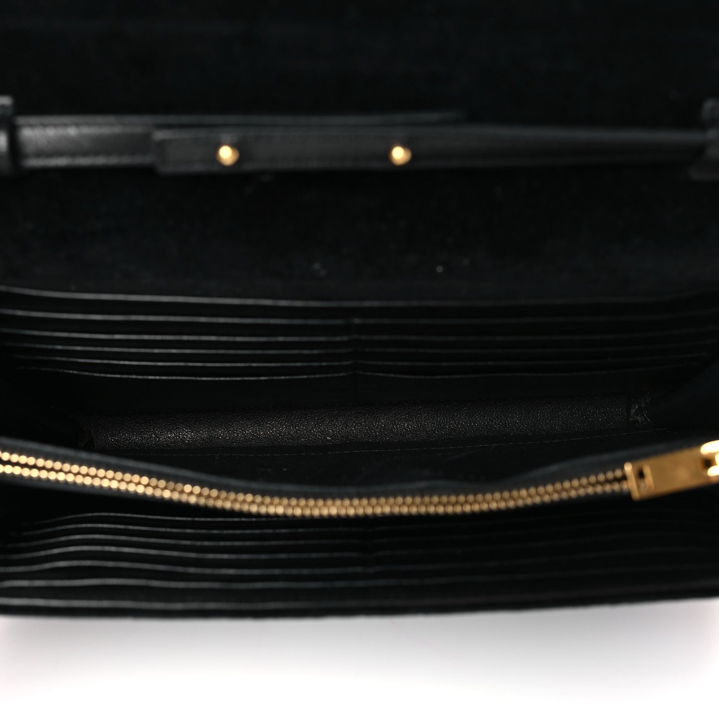Suede Embroidered Birds Monogram Chain Wallet Black