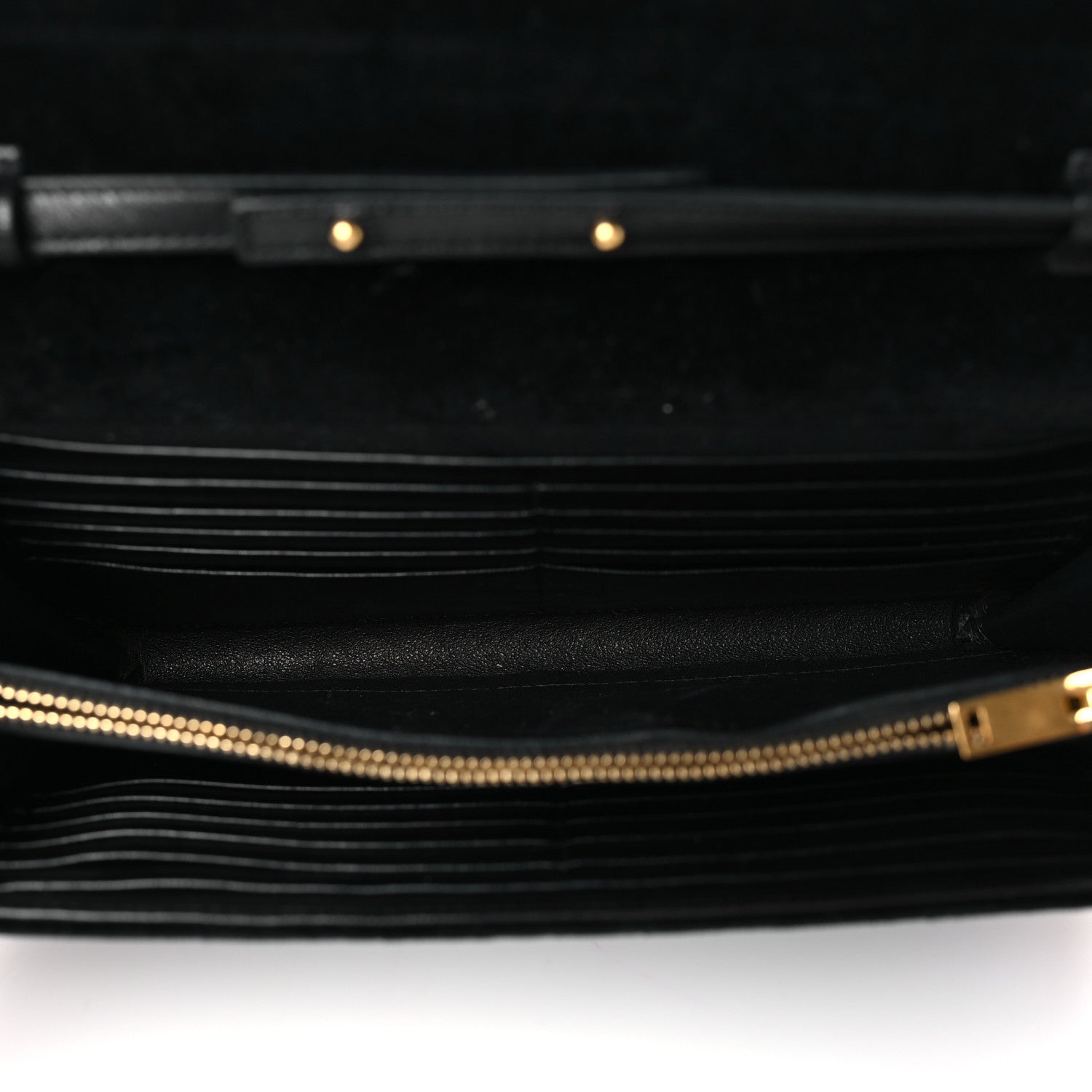 Saint Laurent Suede Embroidered Birds Monogram Chain Wallet Black 5 of 9