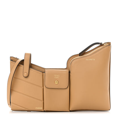 Fendi Vitello Grace Matte 3 Pocket Mini Crossbody Bag Miele Scuro 1 of 12