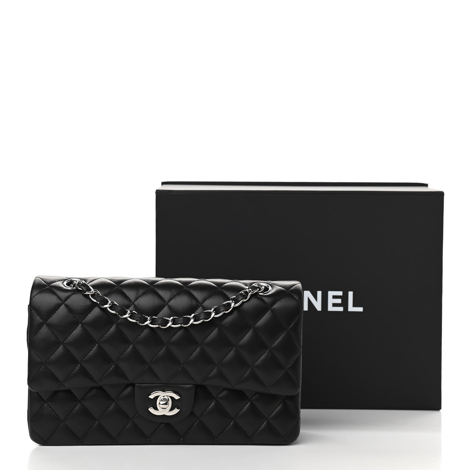 Chanel Lambskin Quilted Medium Double Flap Black 15 of 15