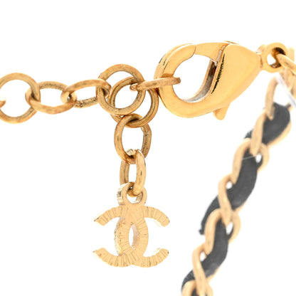 Chanel Metal Lambskin Chain CC Bow Necklace Black Gold 6 of 7