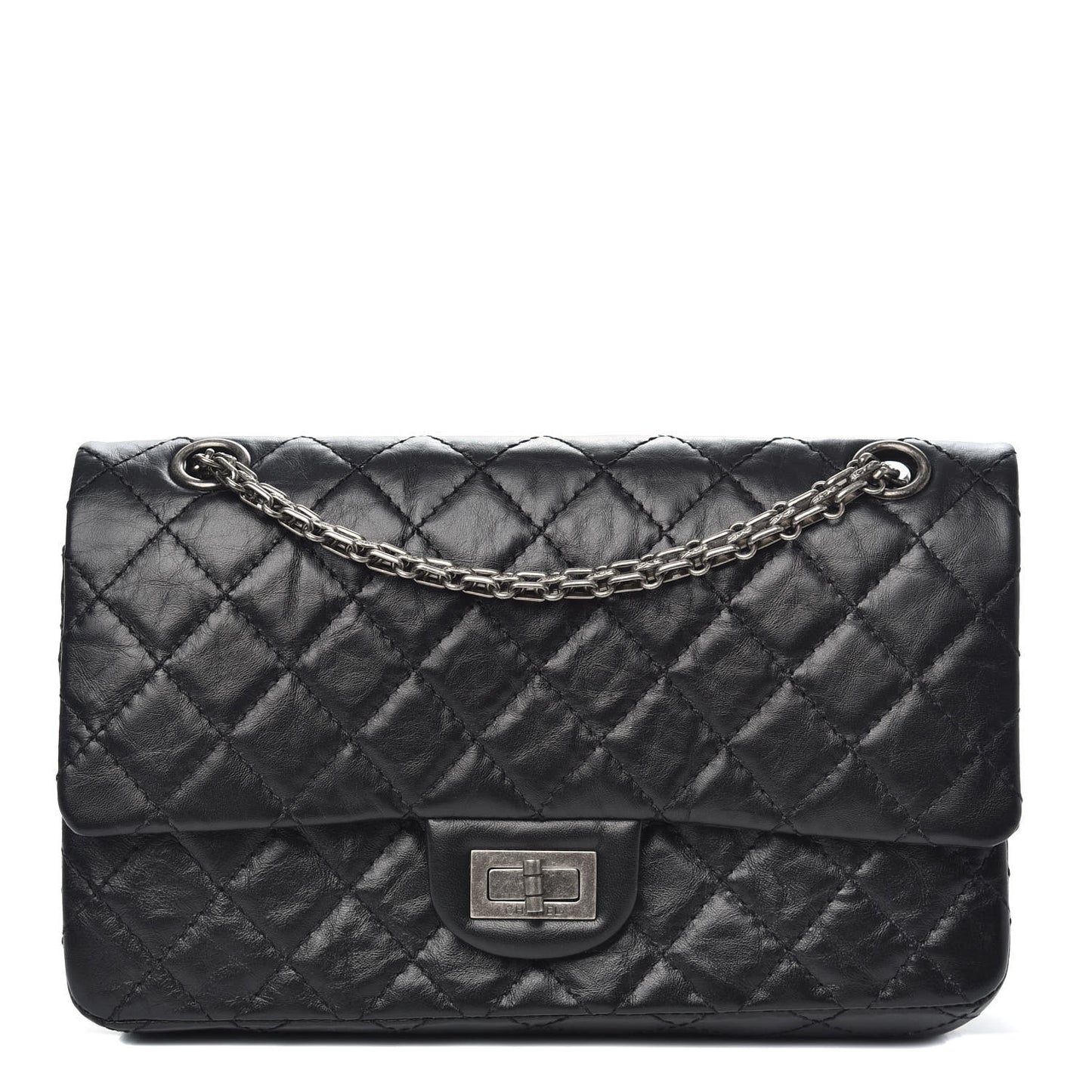 Aged Calfskin Quilted 2.55 Reissue 225 Flap Black