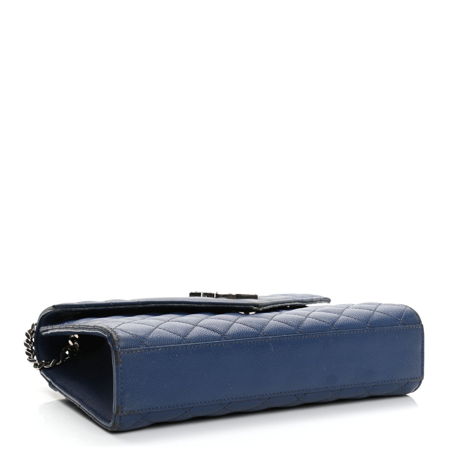 Saint Laurent Grain De Poudre Textured Mixed Matelasse Triquilt Medium Monogram Satchel Denim 4 of 20