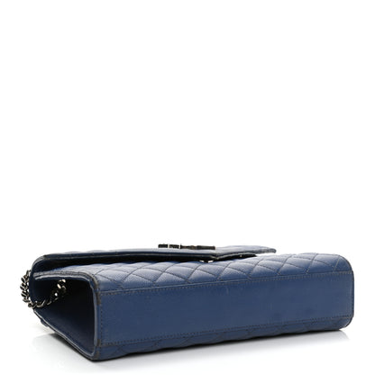 Saint Laurent Grain De Poudre Textured Mixed Matelasse Triquilt Medium Monogram Satchel Denim 4 of 20