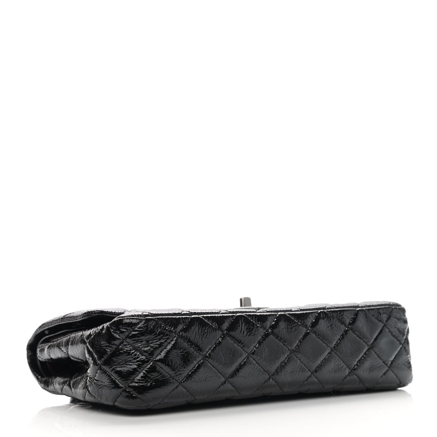 Chanel Distressed Patent Quilted Medium Double Flap Black 4 of 10
