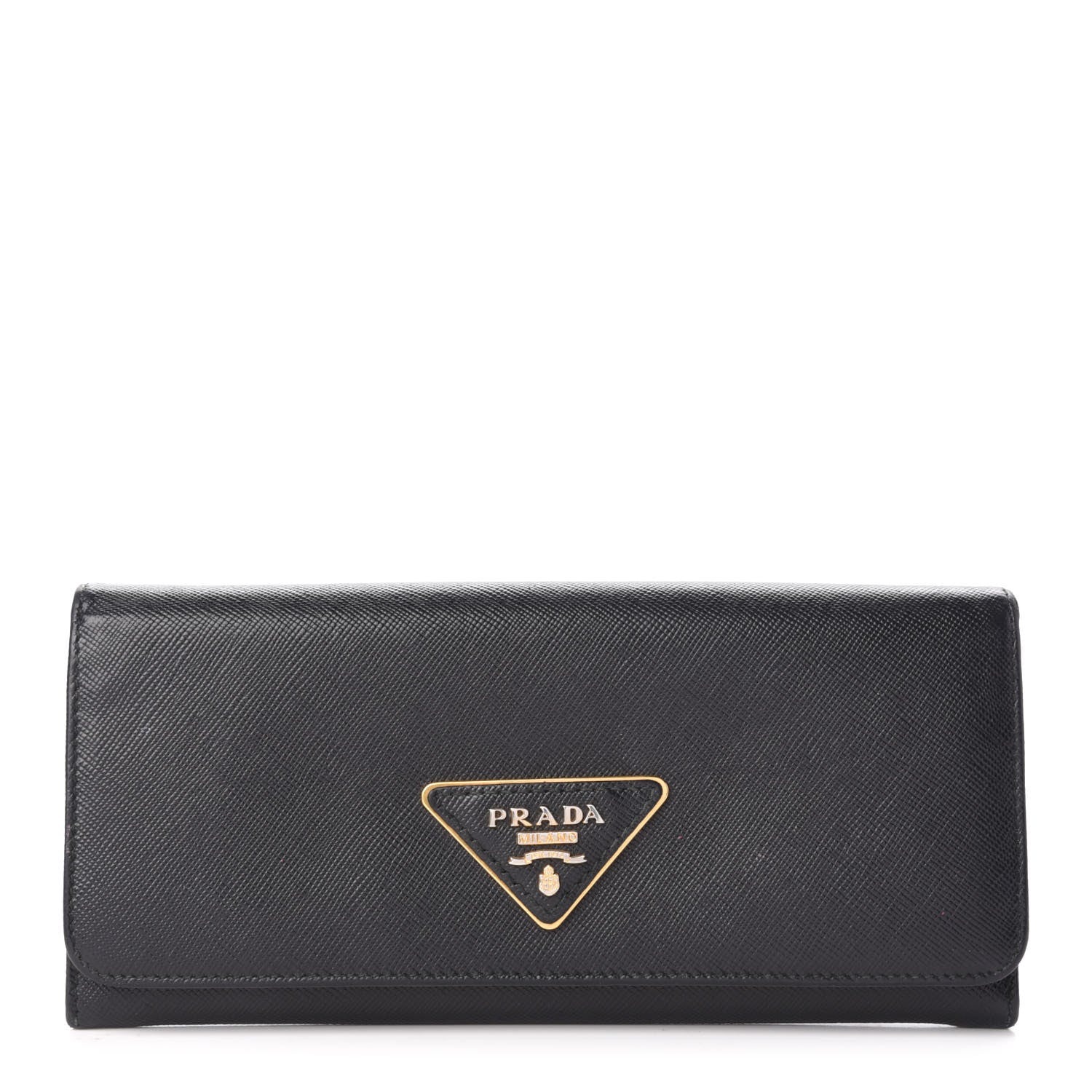 Prada Saffiano Continental Flap Wallet Black 1 of 6