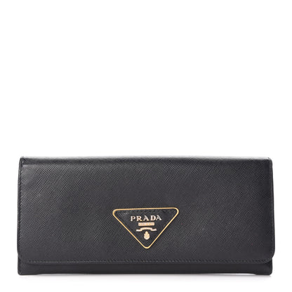 Prada Saffiano Continental Flap Wallet Black 1 of 6