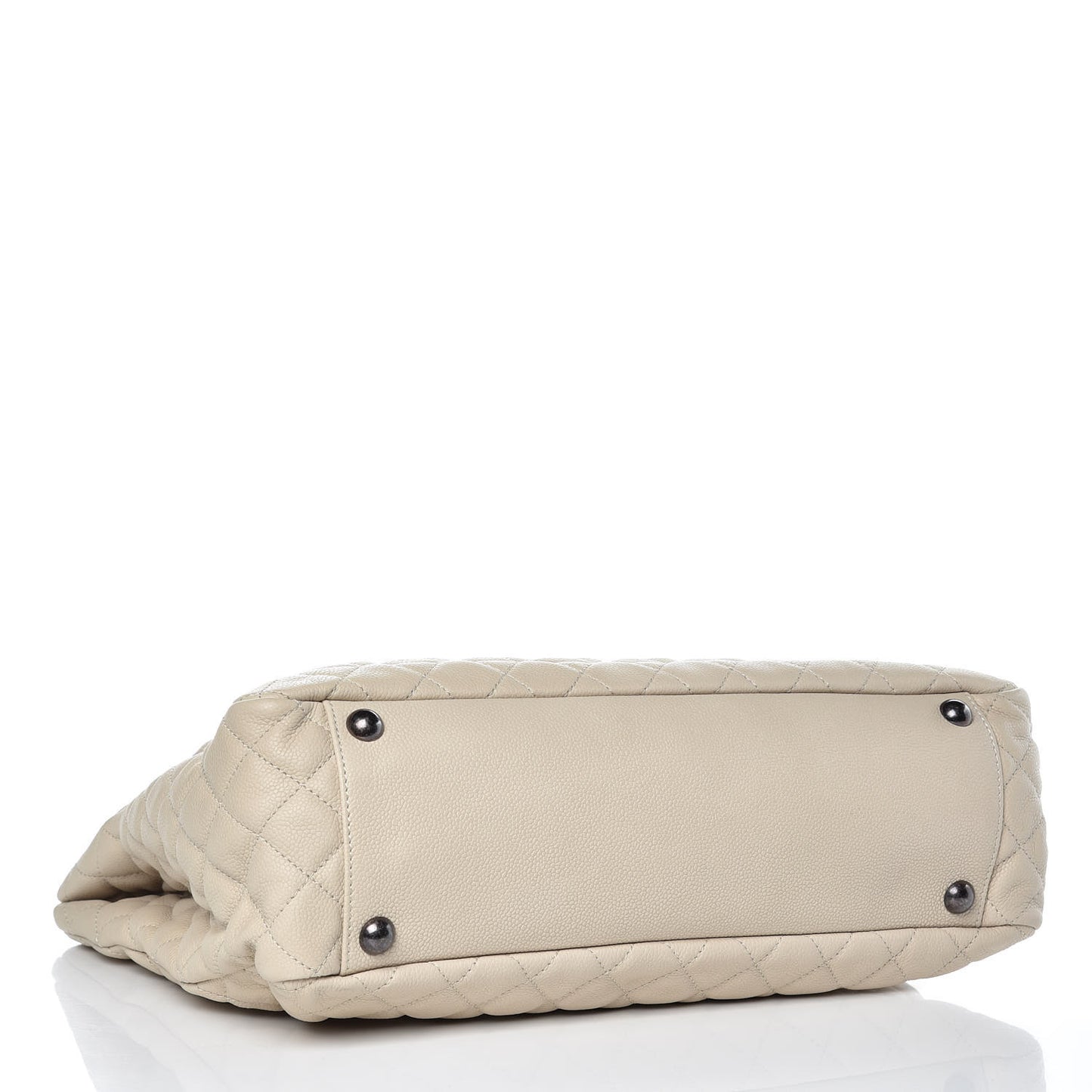 Caviar Quilted Shopping Tote Light Beige