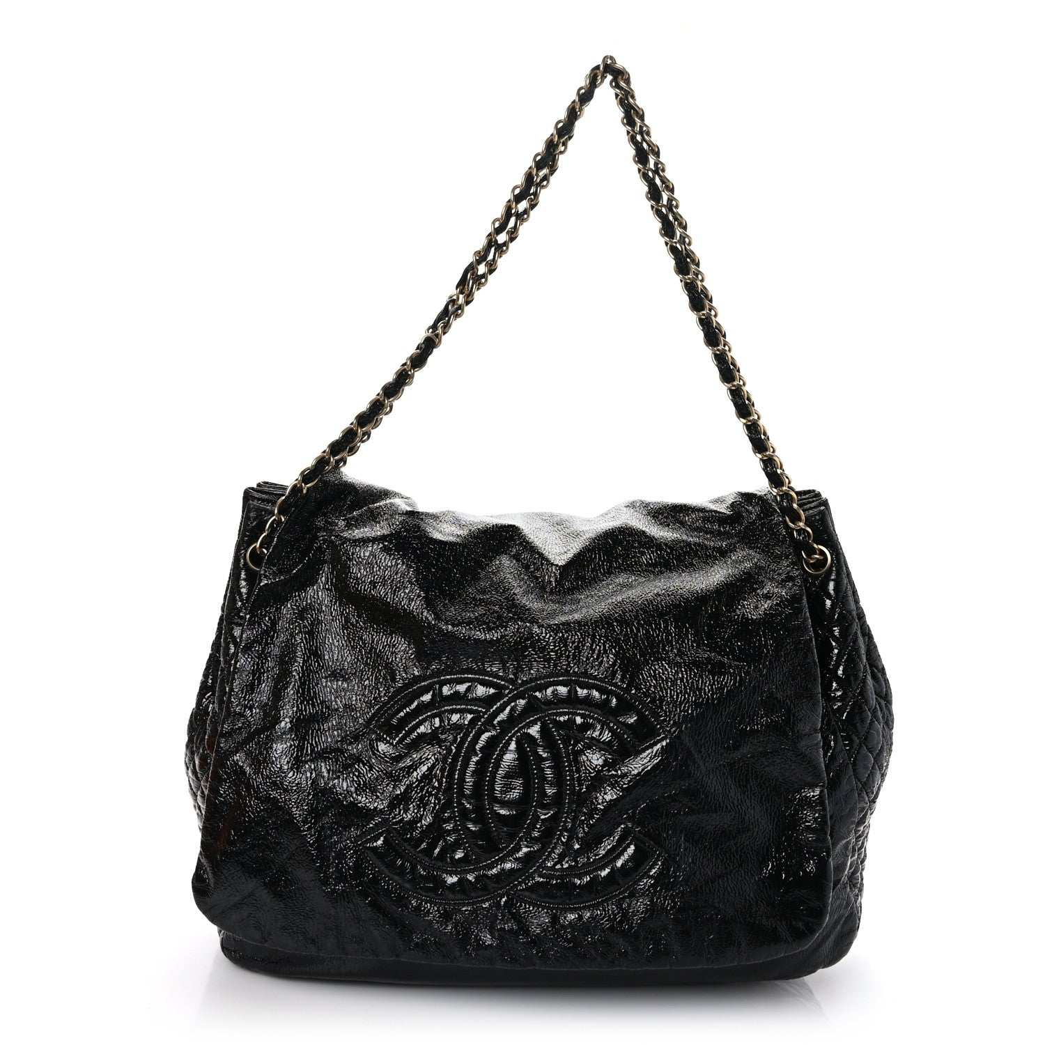 Chanel Vinyl XL Rock and Chain Flap Black 1 of 11