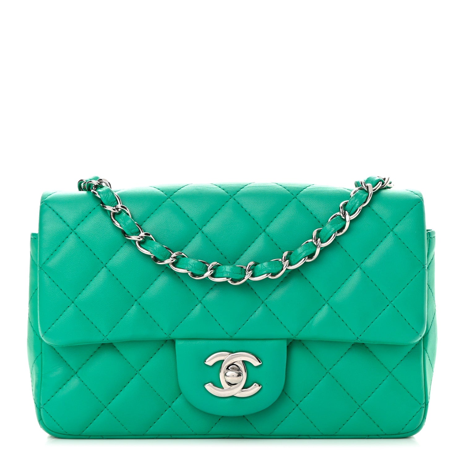 Chanel Lambskin Quilted Mini Rectangular Flap Green 1 of 10