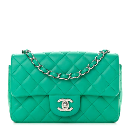 Chanel Lambskin Quilted Mini Rectangular Flap Green 1 of 10