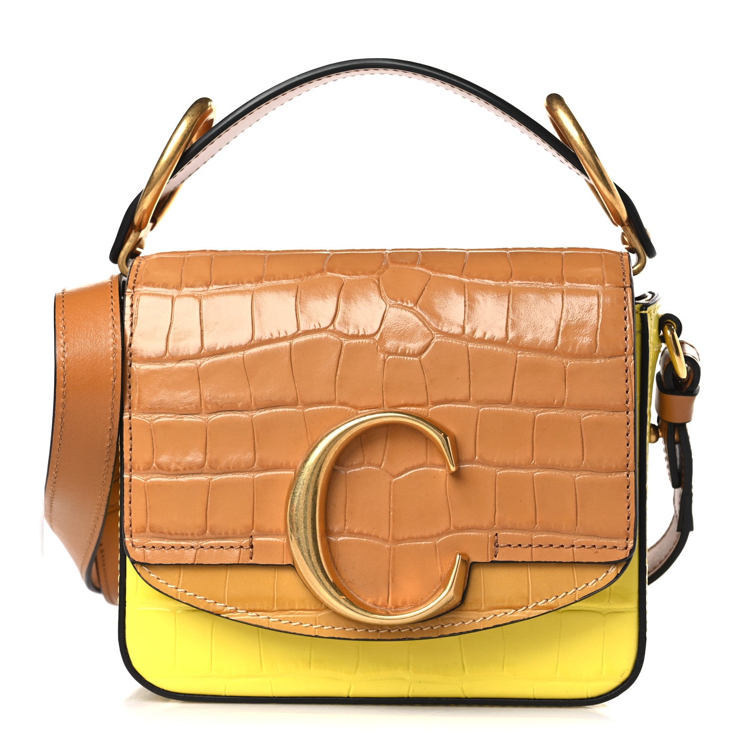 Chloe Calfskin Crocodile Embossed Mini C Double Carry Joyful Yellow Tricolor 1 of 9