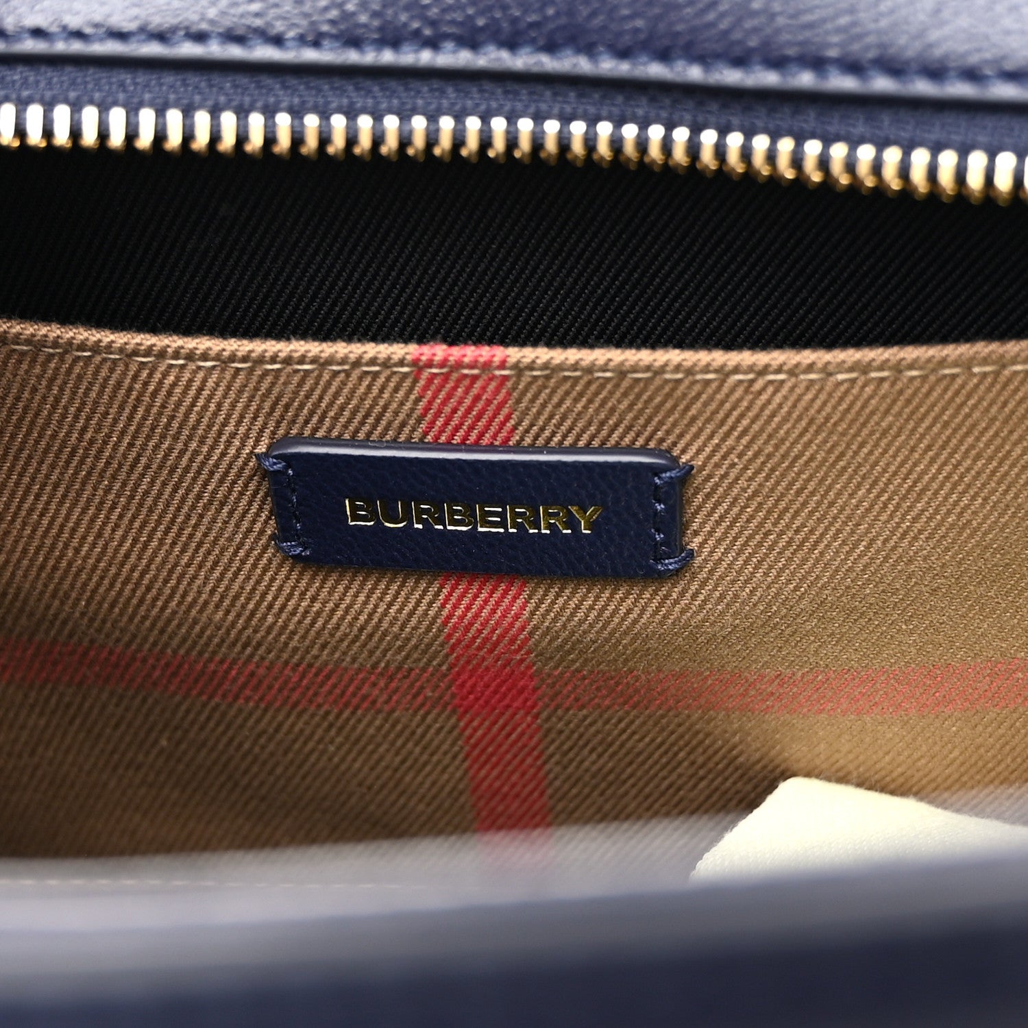 Burberry Calfskin Mega Check Small Banwell Tote Dark Canvas Blue 6 of 9
