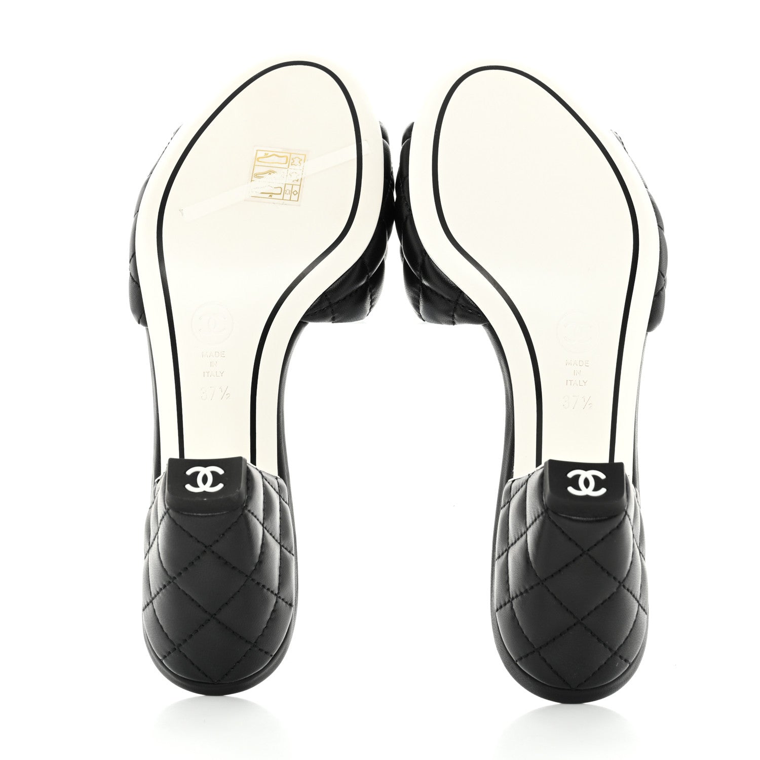 Chanel Lambskin Quilted Textured CC Mules 37.5 Black 5 of 9