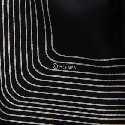 Hermes Silk Pegase Paysage Scarf 90 Black Beige 7 of 8