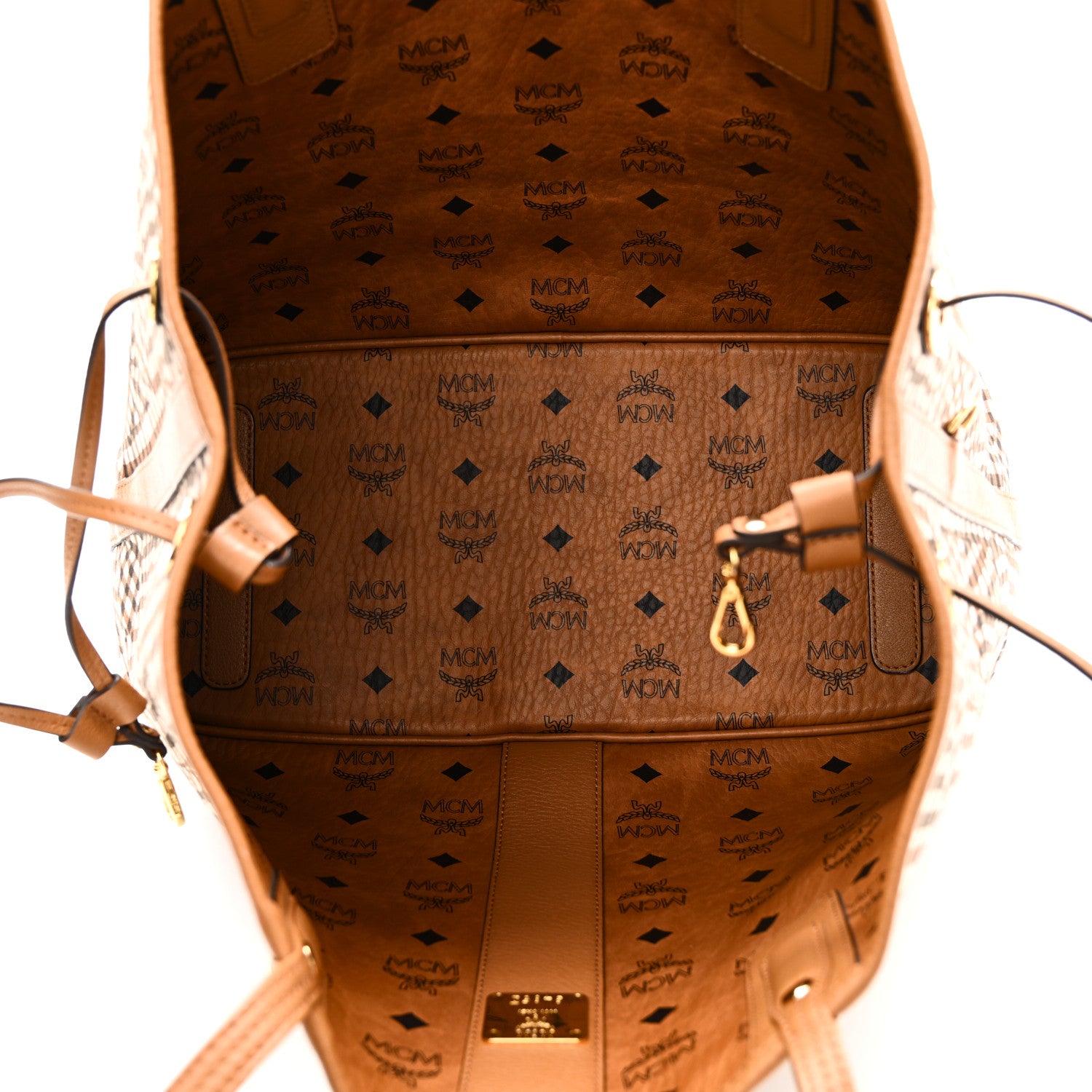 MCM Visetos Medium Liz Reversible Shopper Tote Cognac 1791395