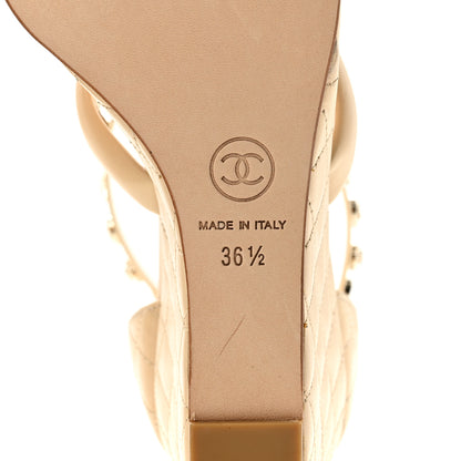 Chanel Calfskin Charms Wedge Sandals 36.5 Beige 8 of 11