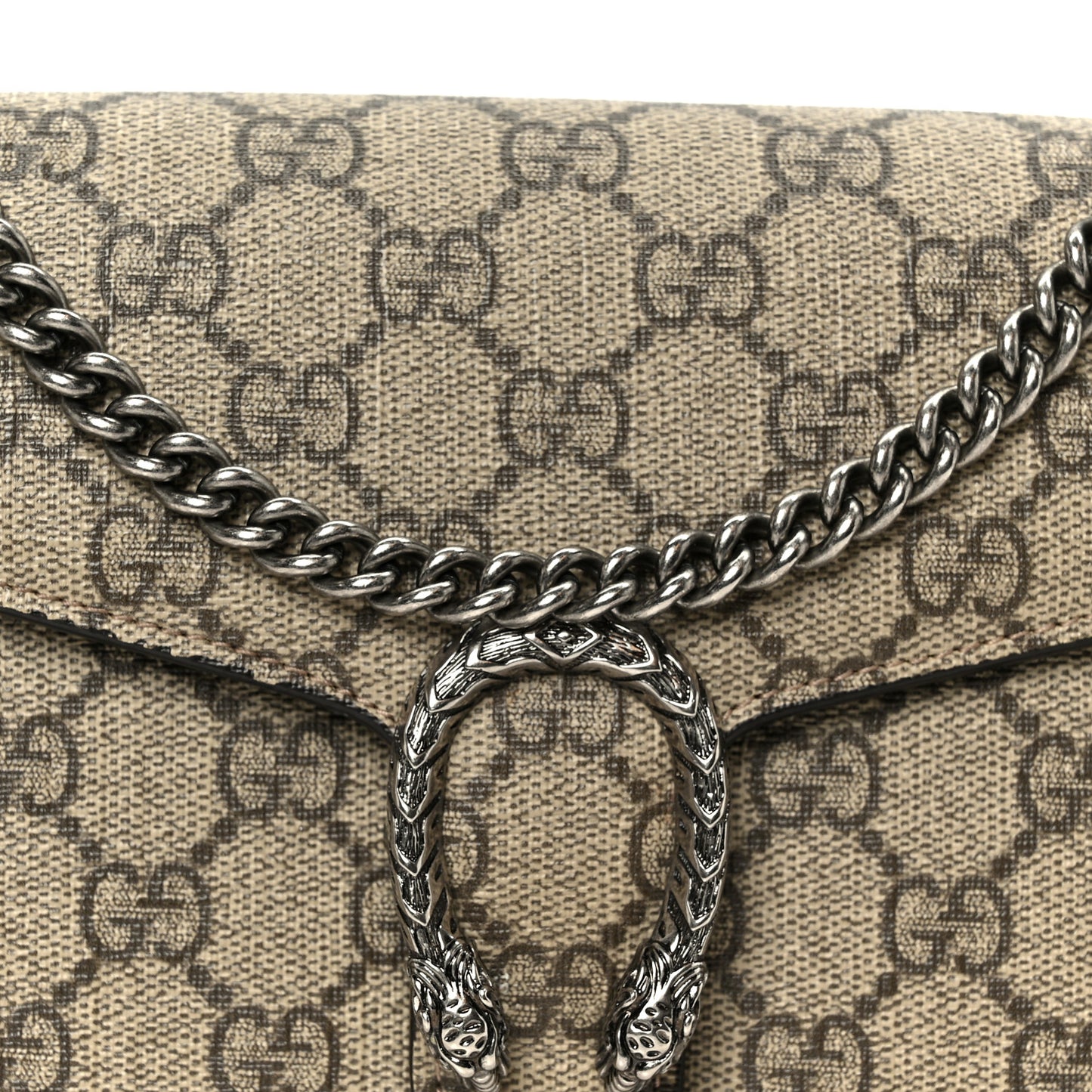 GG Supreme Monogram Mini Dionysus Chain Wallet Beige Taupe
