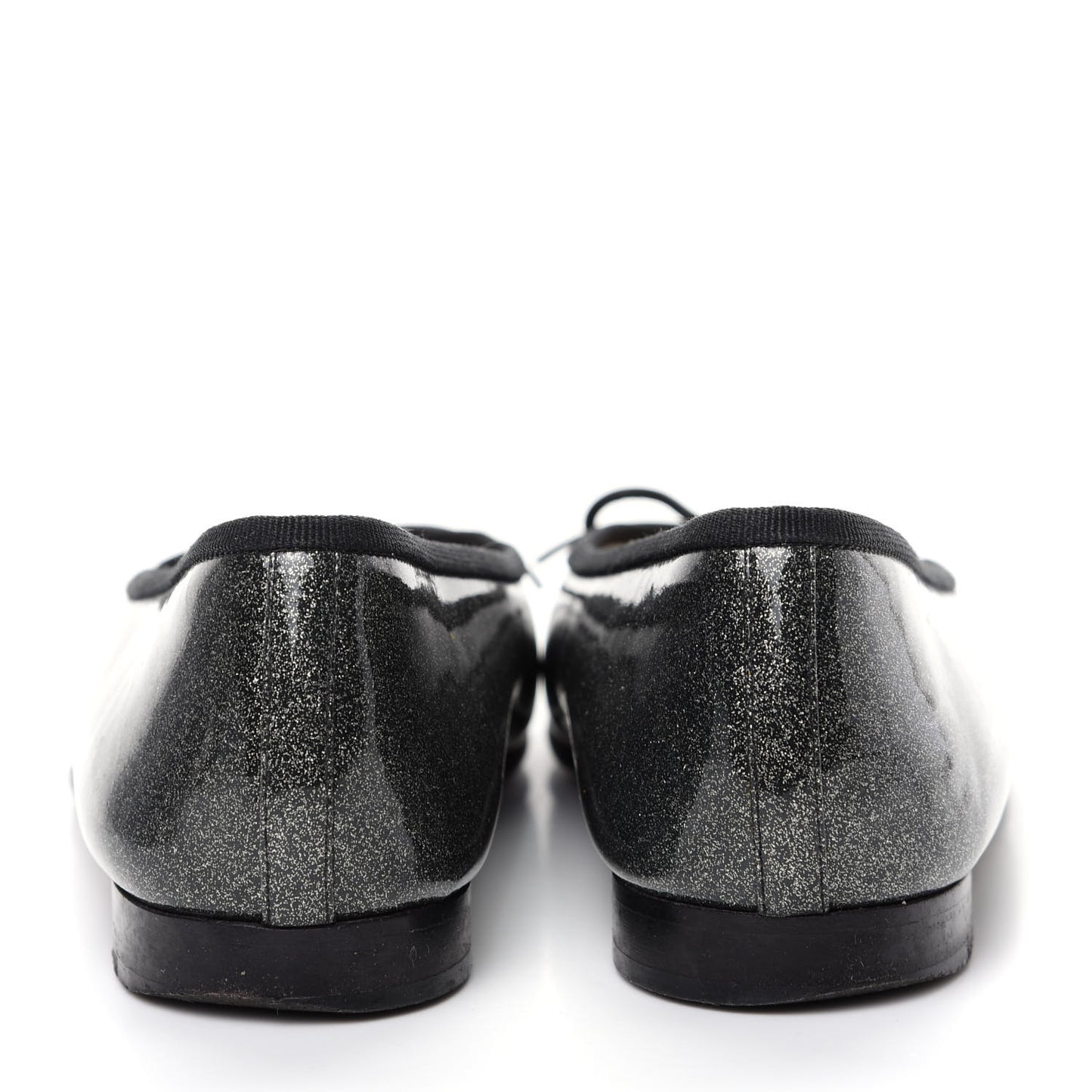 Glitter Patent CC Cap Toe Ballerina Flats 36.5 Silver Black
