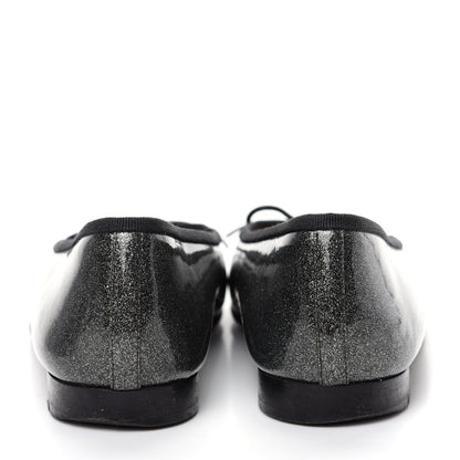 Chanel Glitter Patent CC Cap Toe Ballerina Flats 36.5 Silver Black 7 of 10