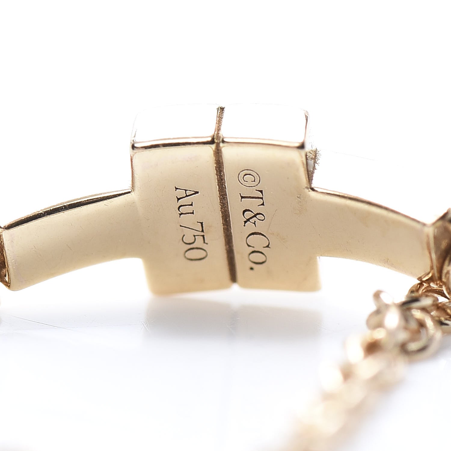 Tiffany 18K Rose Gold T Chain Ring 54 7 4 of 5