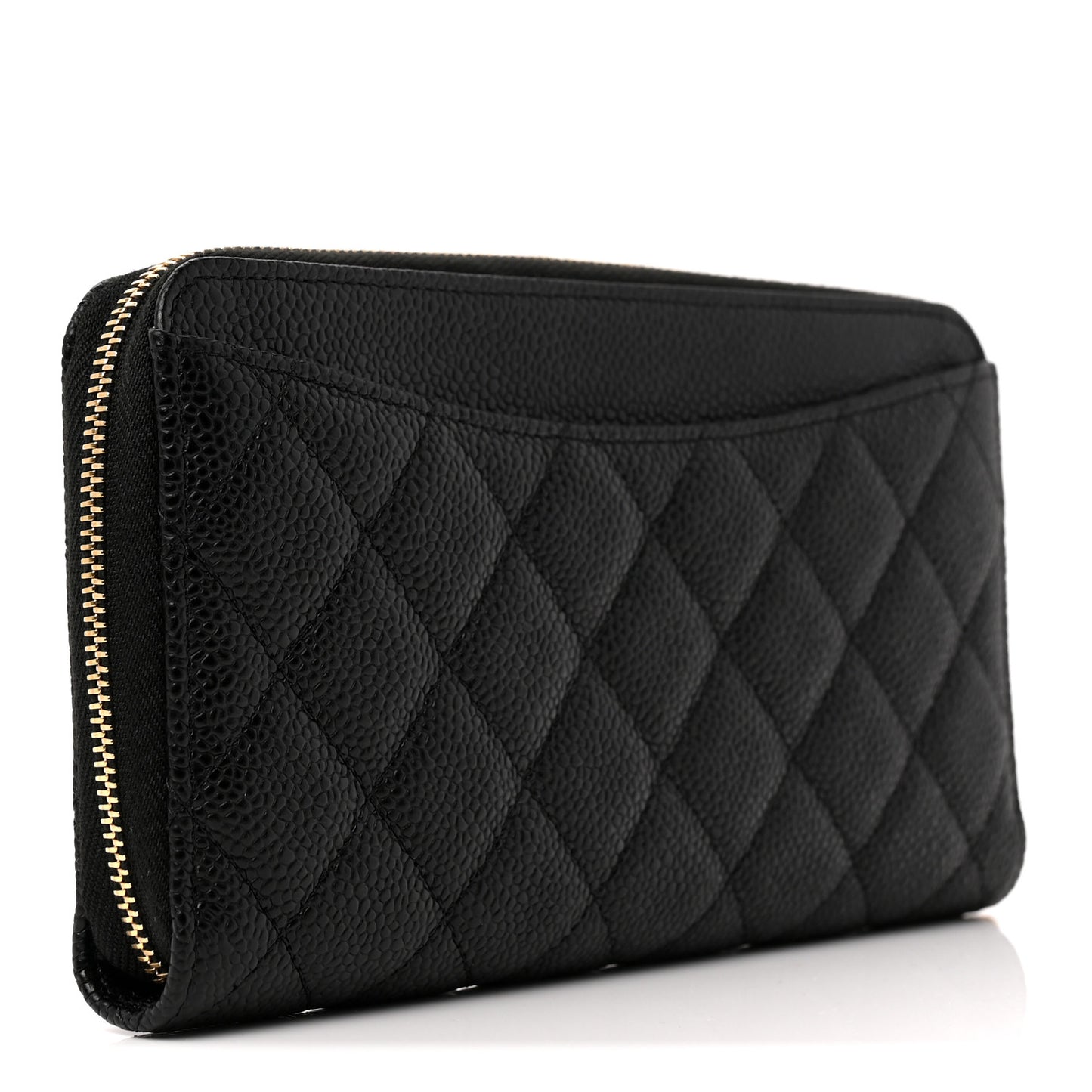 Caviar Quilted Large Gusset Zip Around Wallet Black