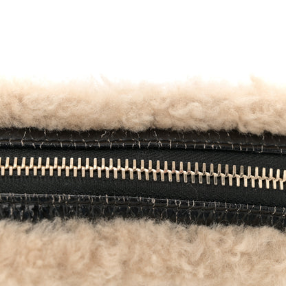 Chanel Shiny Crumpled Sheepskin Shearling Waist Bag Black Beige 12 of 12