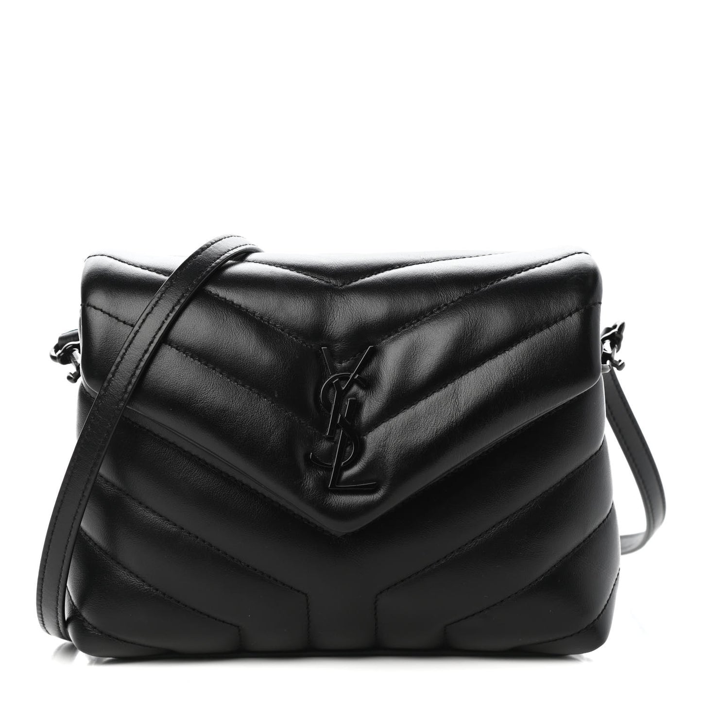 Calfskin Y Quilted Monogram Toy Loulou Crossbody Bag Black