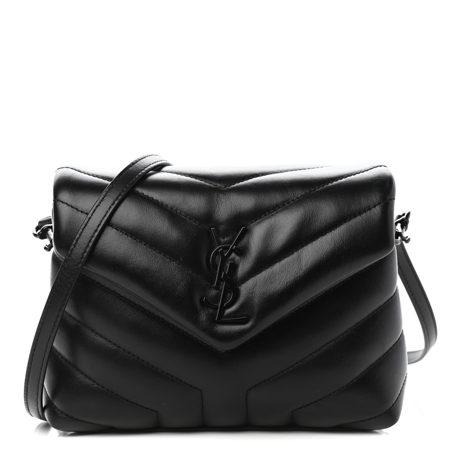Saint Laurent Calfskin Y Quilted Monogram Toy Loulou Crossbody Bag Black 1 of 11