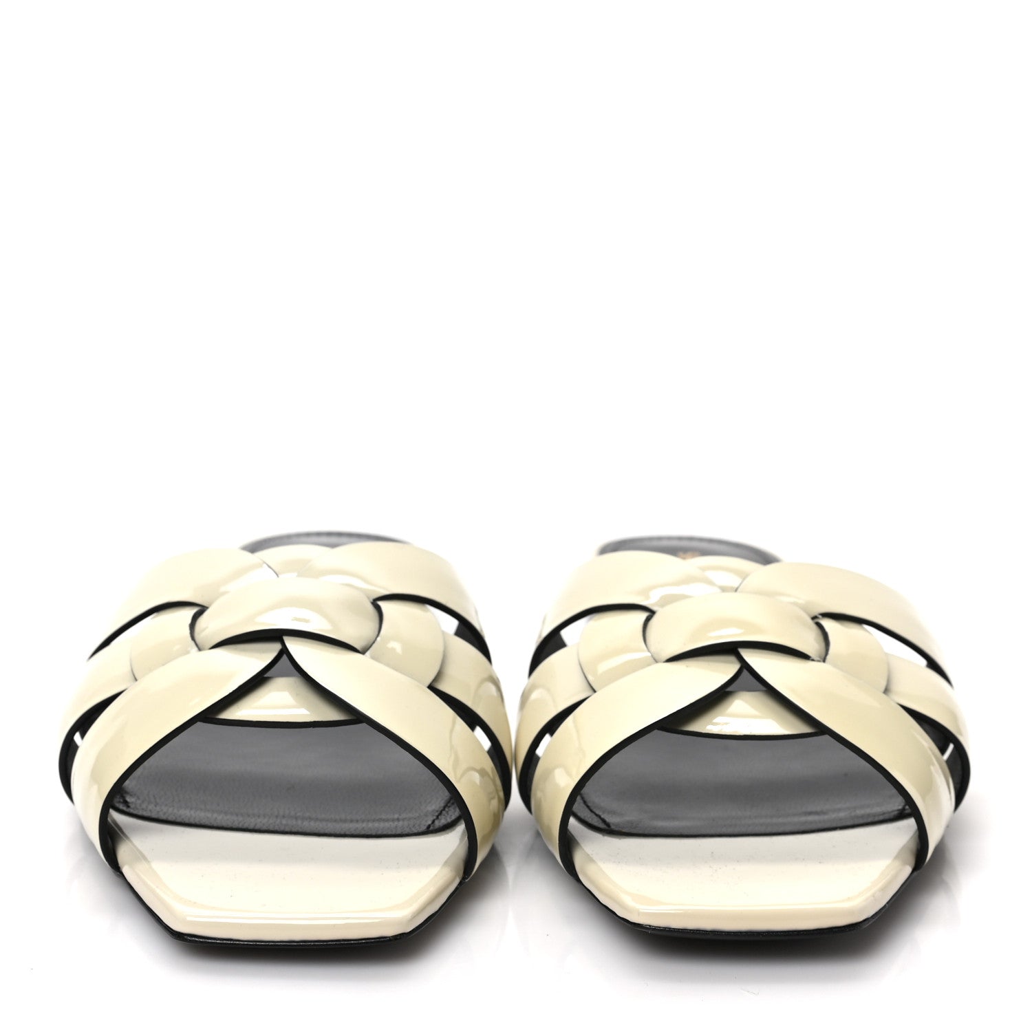 Saint Laurent Patent Calfskin Nu Pied 05 Slide Sandals 38 Off White 2 of 7