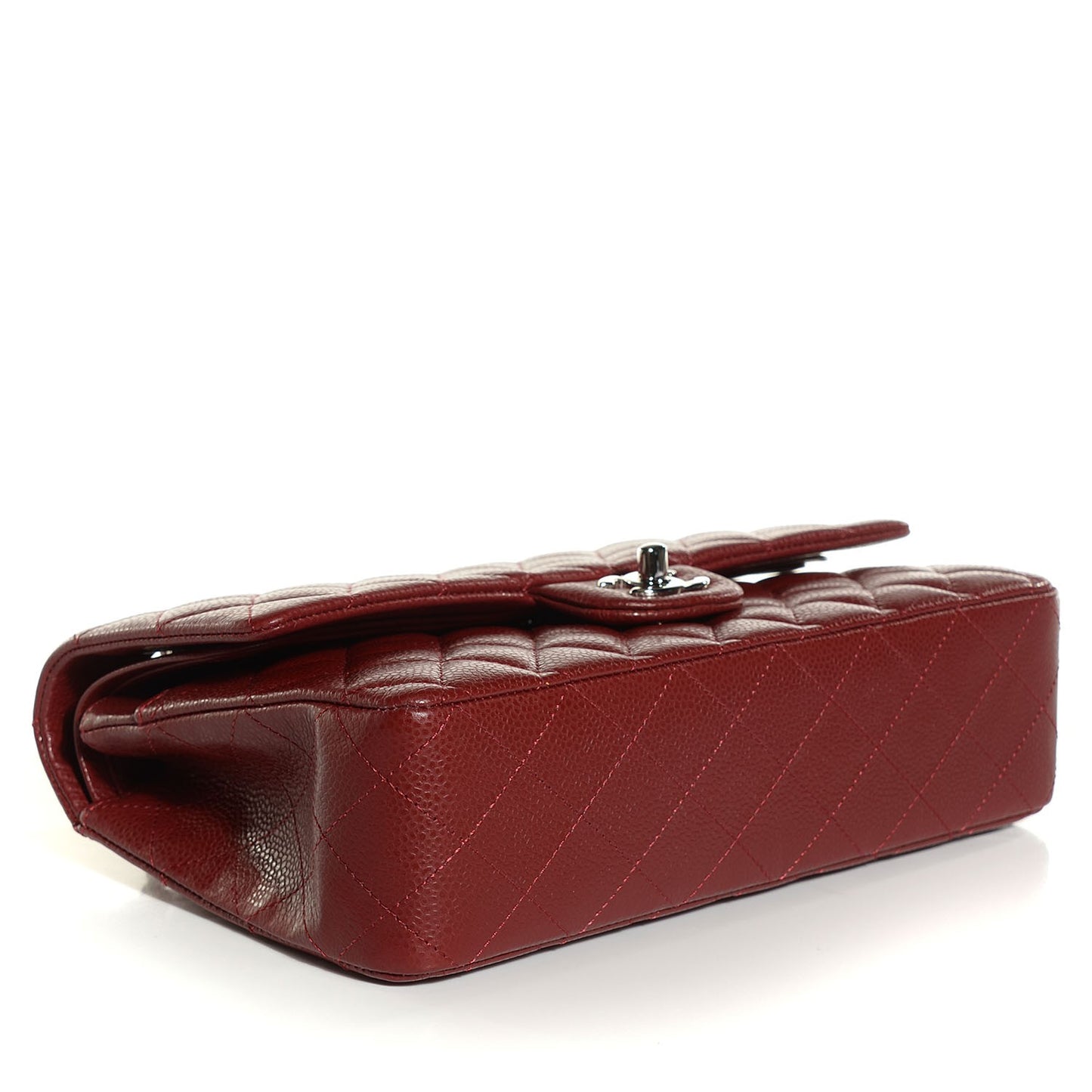 Caviar Quilted Medium Double Flap Red