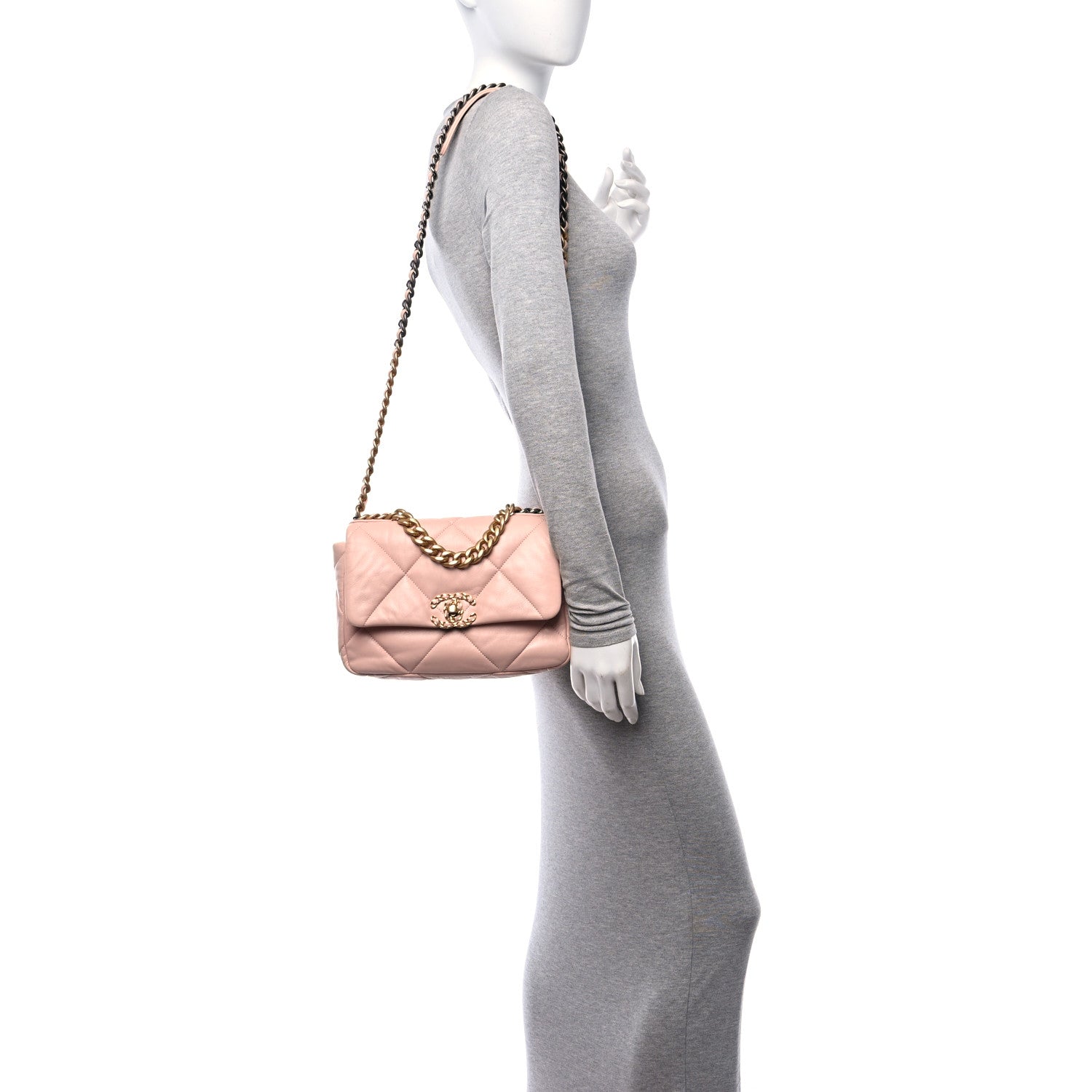 Chanel Lambskin Quilted Medium Chanel 19 Flap Light Pink 2 of 10