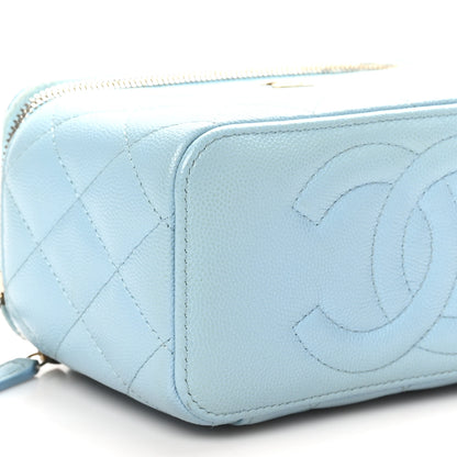 Chanel Caviar Quilted Small Tiny CC Vanity Case With Chain Light Blue 10 of 13