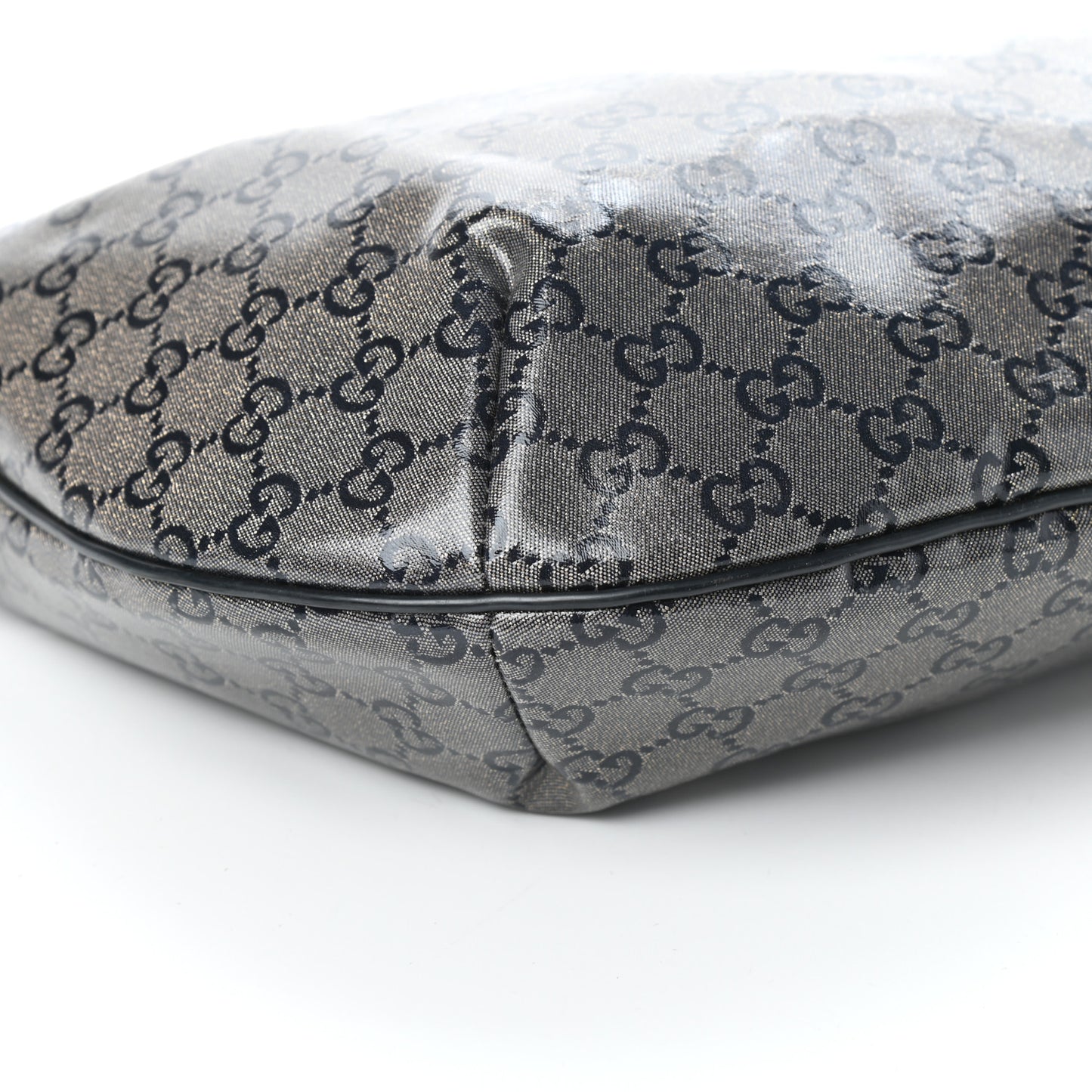 Crystal Monogram Medium Half Moon Hobo Black