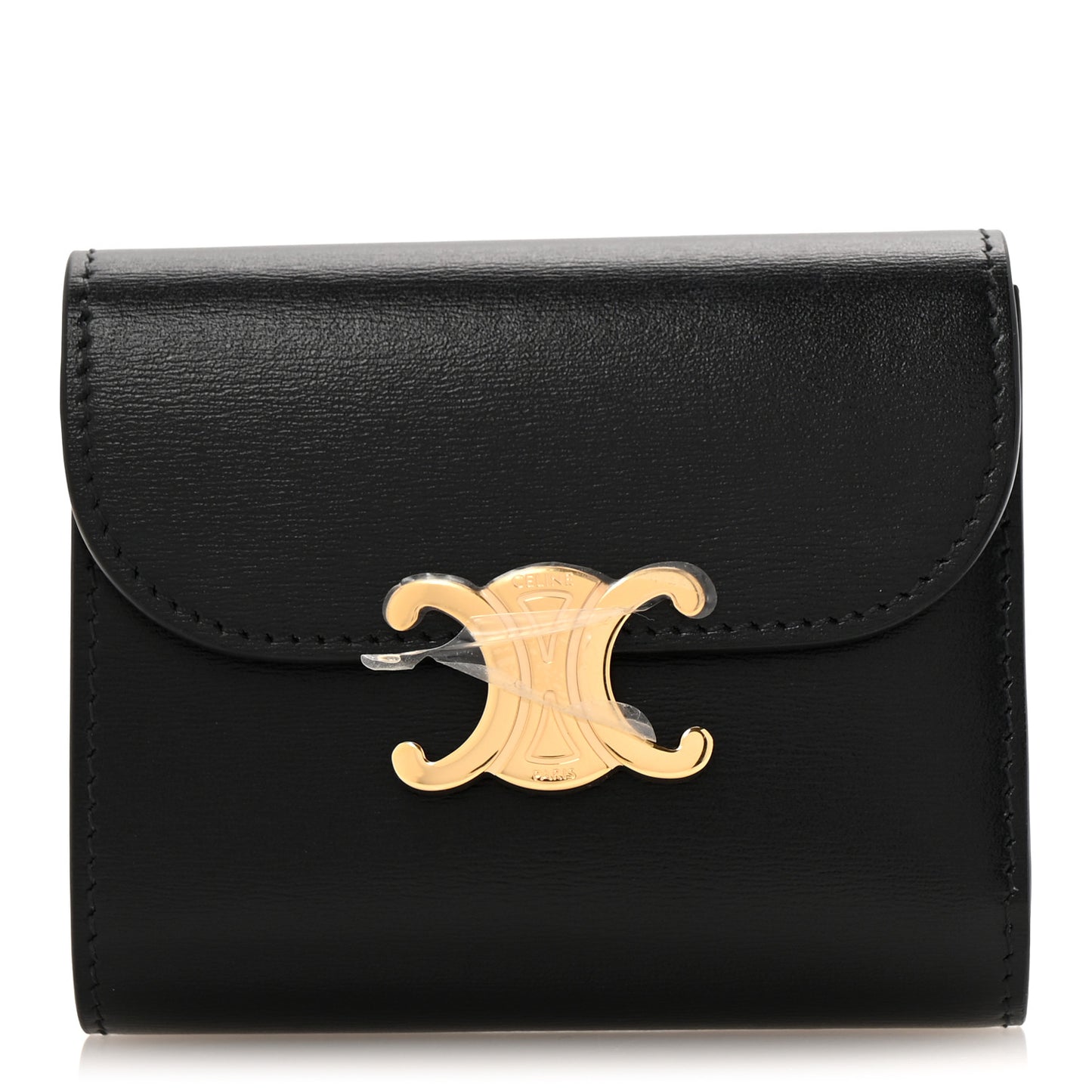 Shiny Smooth Lambskin Small Triomphe Wallet Black