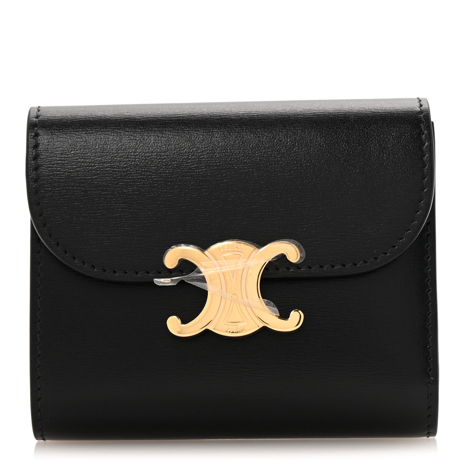 Celine Shiny Smooth Lambskin Small Triomphe Wallet Black 1 of 9
