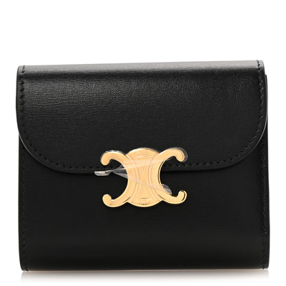 Celine Shiny Smooth Lambskin Small Triomphe Wallet Black 1 of 9