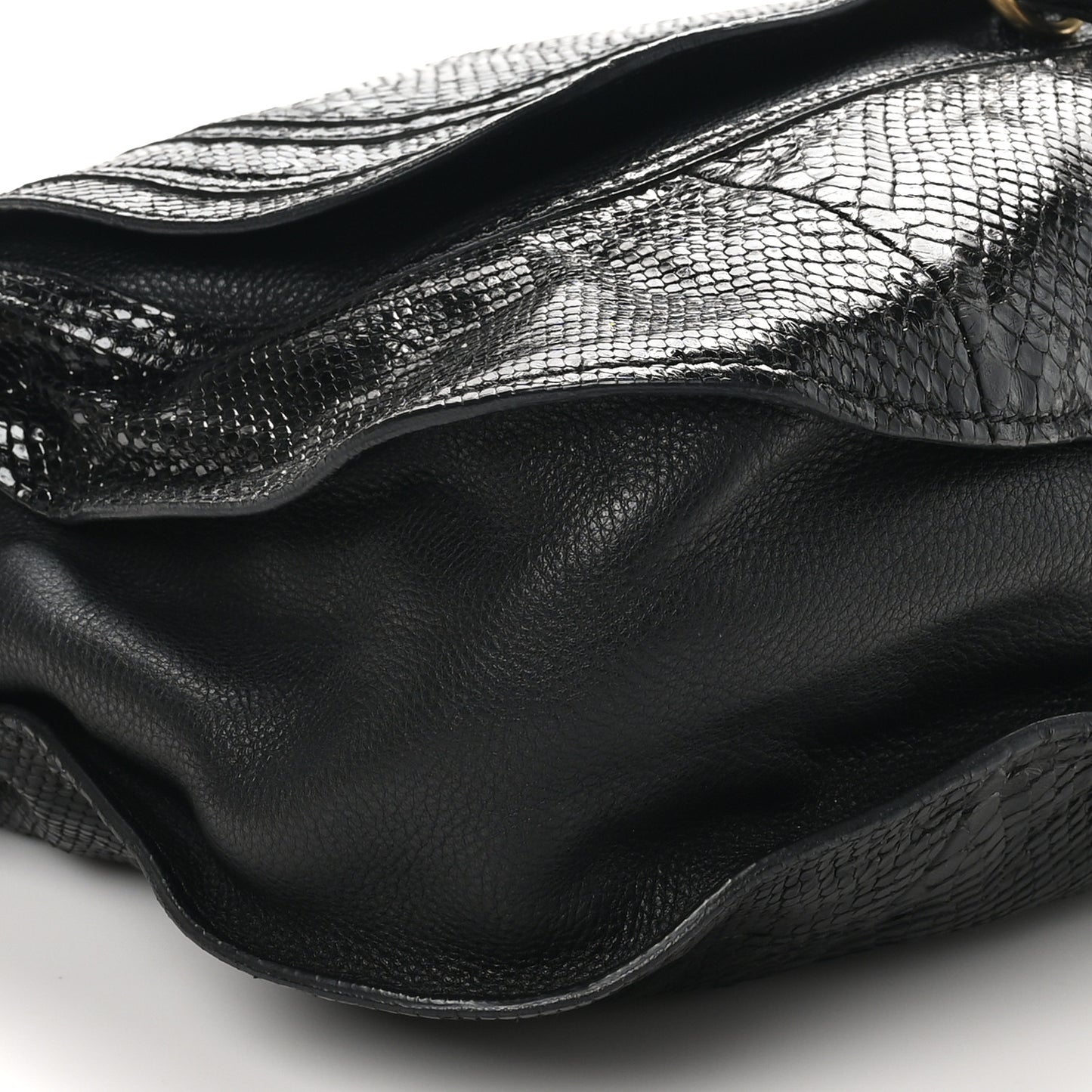 Snakeskin Large Marcie Hobo Black