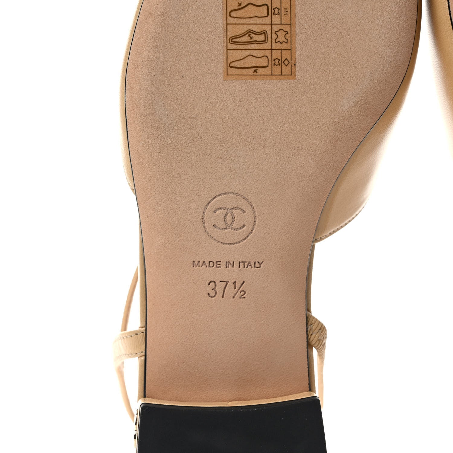 Chanel Goatskin Grosgrain Cap Toe CC Slingback Pumps 37.5 Beige Black 6 of 8