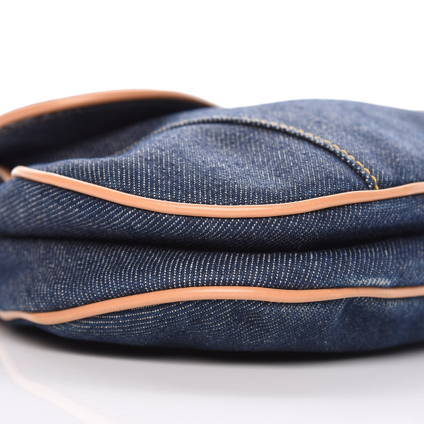 Denim Calfskin Saddle Bag Blue