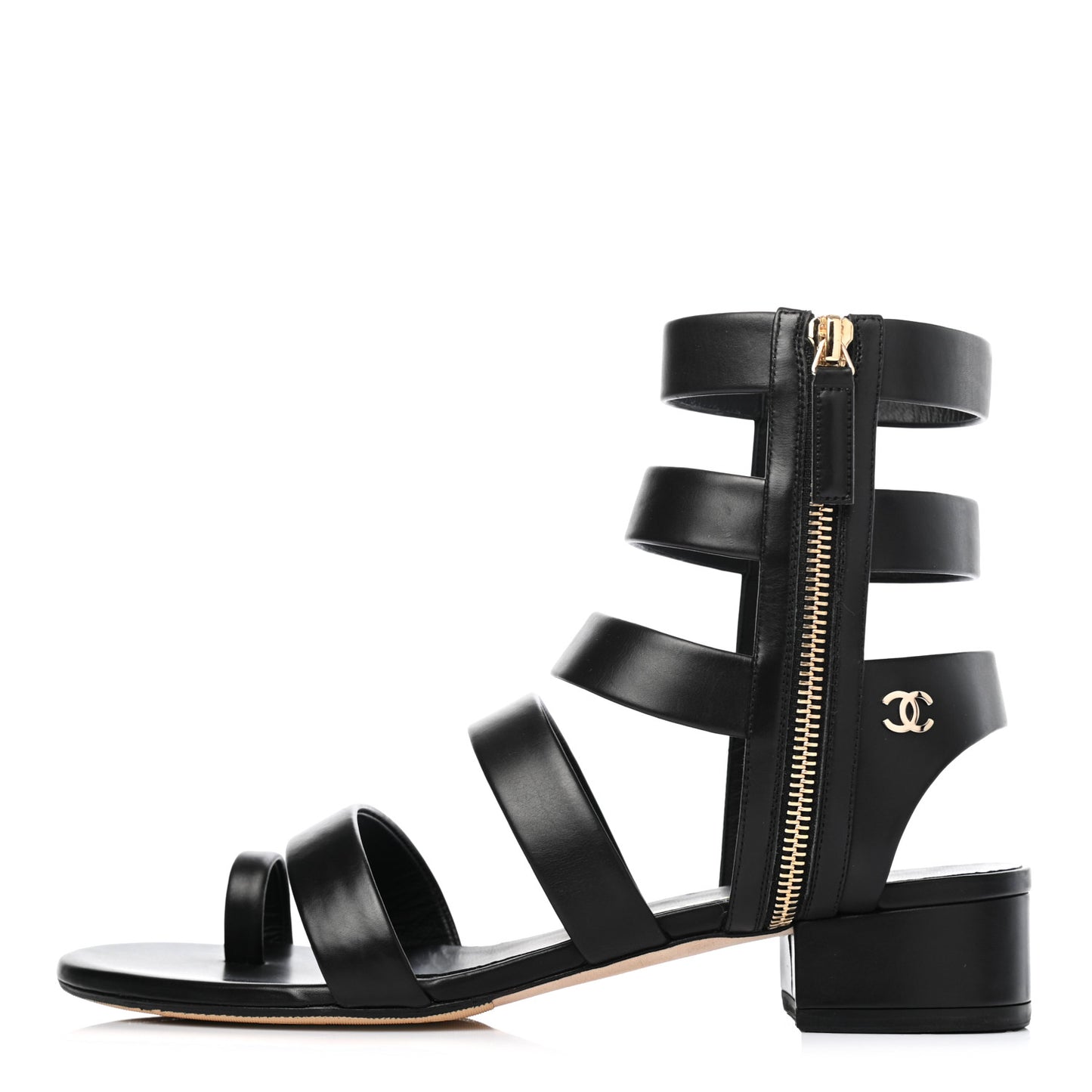Calfskin Gladiator Sandals 39.5 Black