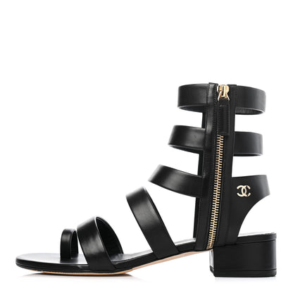 Chanel Calfskin Gladiator Sandals 39.5 Black 1 of 9