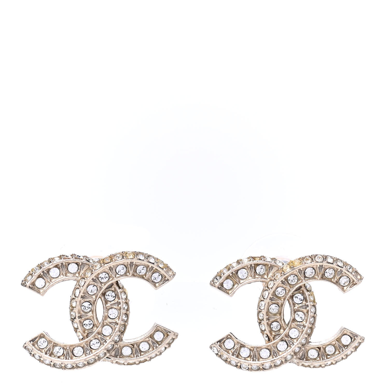 Chanel Crystal Timeless CC Earrings Light Gold 1 of 4