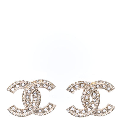 Chanel Crystal Timeless CC Earrings Light Gold 1 of 4