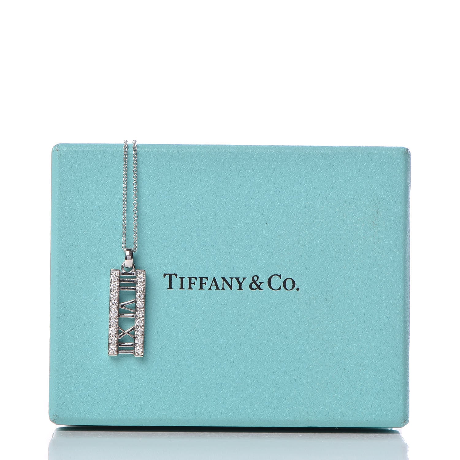 Tiffany 18K White Gold Diamond Atlas Bar Pendant Necklace 7 of 7