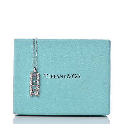 Tiffany 18K White Gold Diamond Atlas Bar Pendant Necklace 7 of 7