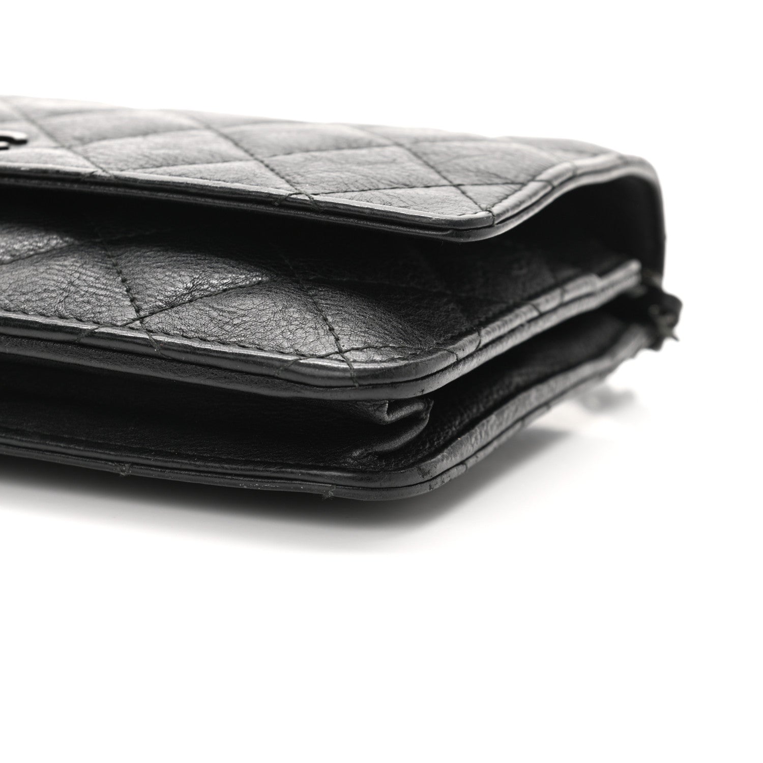 Chanel Crumpled Calfskin Quilted Wallet On Chain WOC So Black 11 of 12