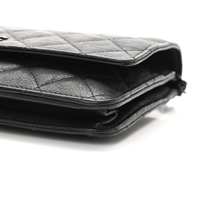 Chanel Crumpled Calfskin Quilted Wallet On Chain WOC So Black 11 of 12